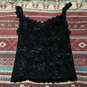 Vintage Black Sheer Tank Top Small